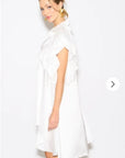 Oversized Ruffle Sleeves shirt dress in white