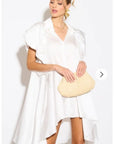 Oversized Ruffle Sleeves shirt dress in white