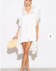 Oversized Ruffle Sleeves shirt dress in white