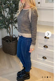 Black & Grey Striped Knitted Jumper (Brown)