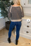 Black & Grey Striped Knitted Jumper (Brown)