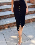 Midi Pencil Skirt in Fine Knit bodycon style in Black