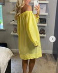 Off shoulder long sleeves oversize dress in yellow