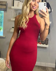 Cotton blend PETITE Bodycon Dress (RED)
