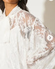 Floral Lace long blouseon sleeves design dress in white