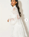 Floral Lace long blouseon sleeves design dress in white