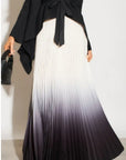 Full pleated Kimono sleeves cardigan top and tie dye print maxi skirt in black