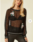Rose Patch lace Sweatshirt (Black)