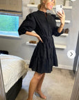 Leave's pattern shirt dress in black