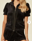 Velvet Zip-Up Hoodie & Shorts Co-Ord Set