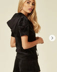 Velvet Zip-Up Hoodie & Shorts Co-Ord Set