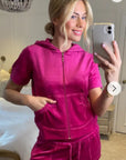 Velvet Zip-Up Hoodie & Shorts Co-Ord Set