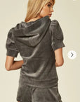 Velvet Zip-Up Hoodie & Shorts Co-Ord Set