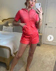 Velvet Zip-Up Hoodie & Shorts Co-Ord Set