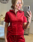 Velvet Zip-Up Hoodie & Shorts Co-Ord Set
