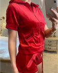 Velvet Zip-Up Hoodie & Shorts Co-Ord Set