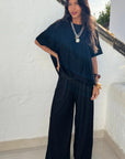 Oversized comfort stretch-jersey top and Relaxed-fit trousers in Black