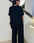 Oversized comfort stretch-jersey top and Relaxed-fit trousers in Black