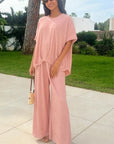 Oversized comfort stretch-jersey top and Relaxed-fit trousers in Pink