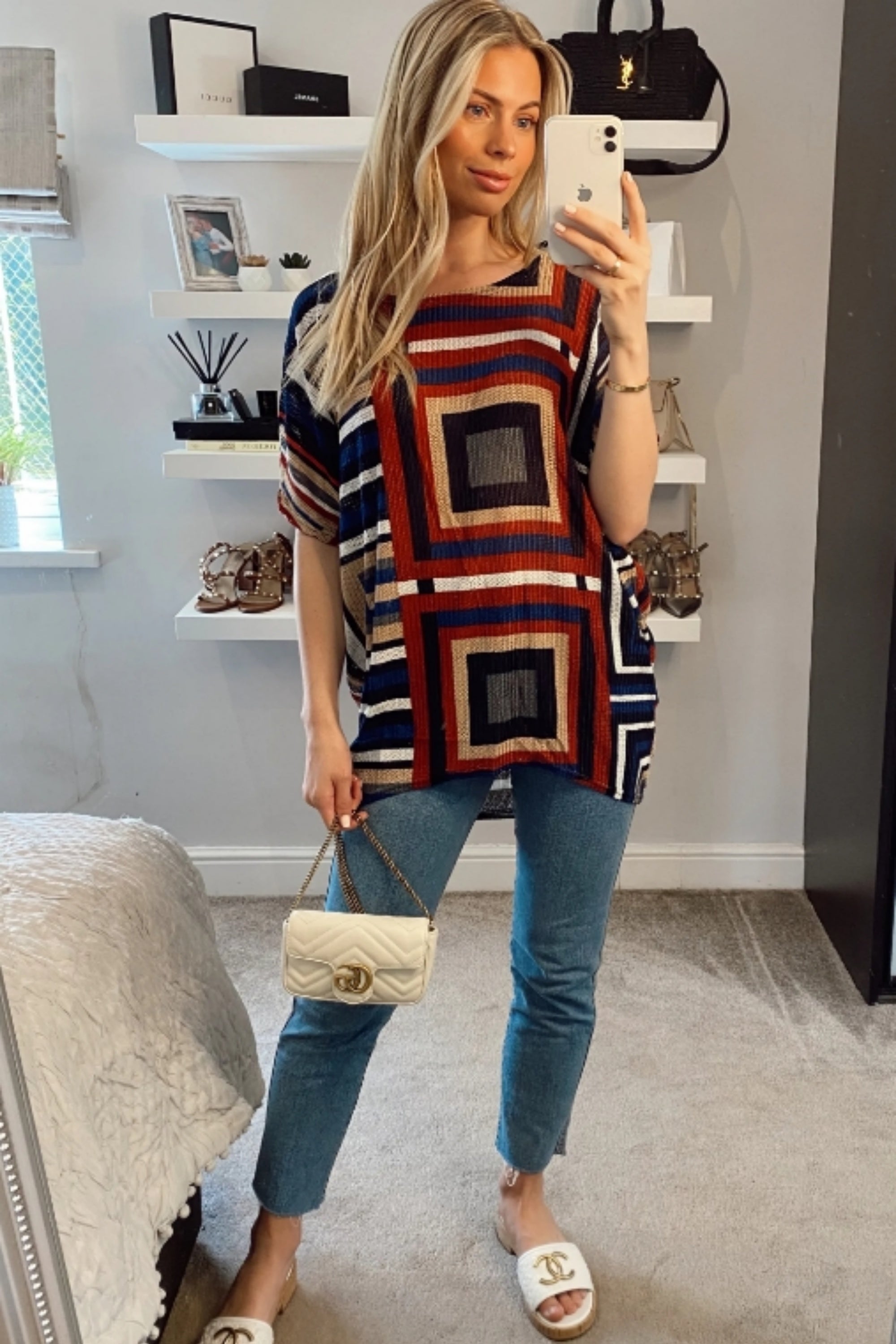 Multi striped print Oversized Top