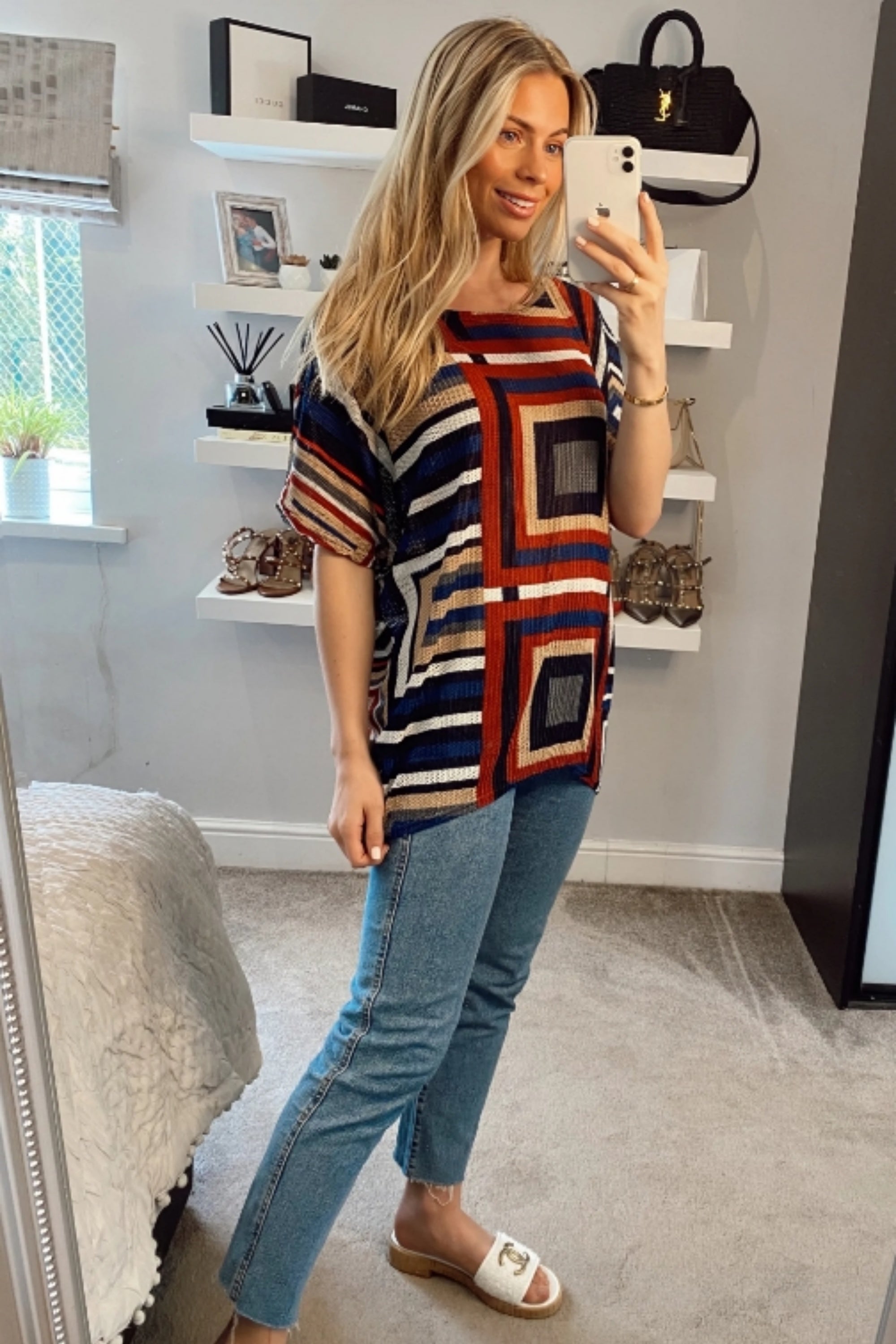 Multi striped print Oversized Top