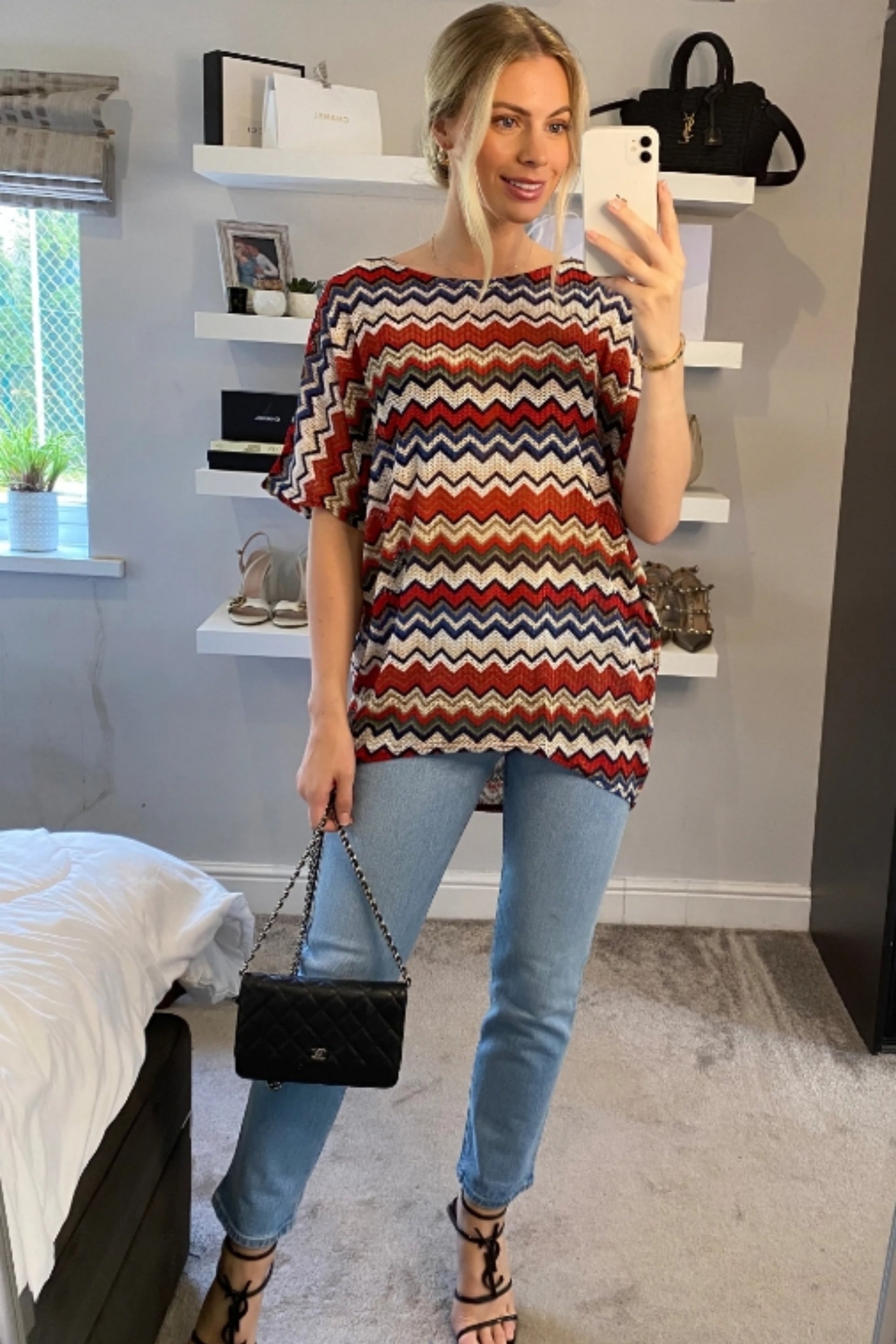 Multi striped print Oversized Top