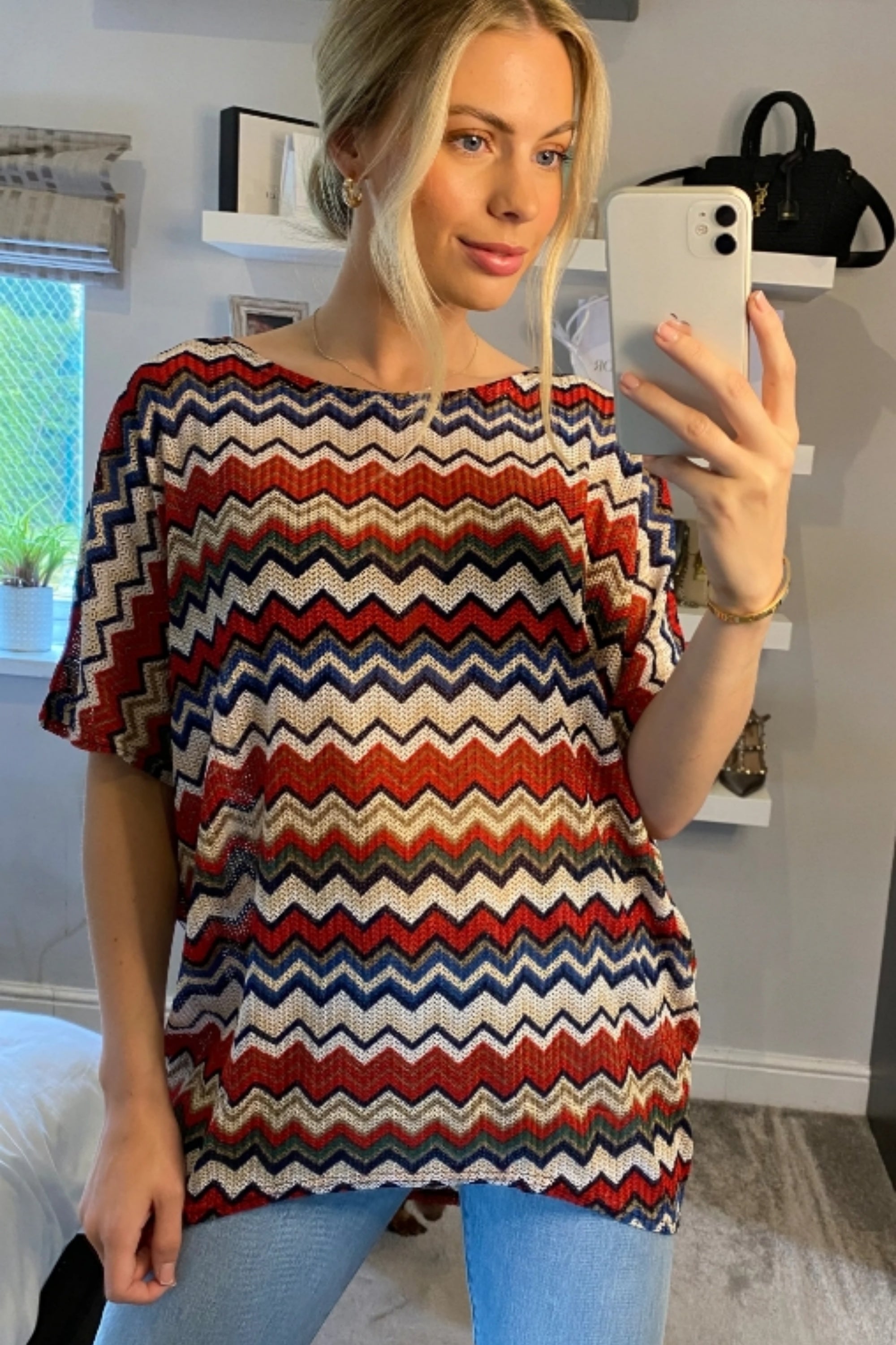 Multi striped print Oversized Top