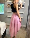 Dip Hem Skirt (Pink)