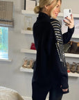 Sequin embellished shoulder and front soft knit cardigan in black