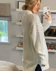Sequin embellished shoulder and front soft knit cardigan in white