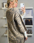 Leopard print contrast long knit cardigan