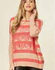 Pink stripe with eyelash lace jumper