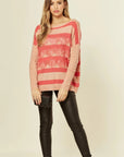 Pink stripe with eyelash lace jumper