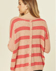 Pink stripe with eyelash lace jumper