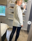 Sequin embellished front and sleeves design jumper in white