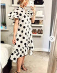 Polka Dot print dip hem dress