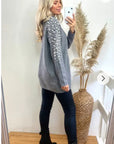 Oversized jumper with faux pearl embellishment in grey