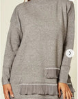 Jumper with Crystal trim & Chiffon Hem in grey