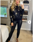 Sequin embellished with stars design knit jumper in black