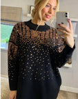 Gold sequin embellished front and sleeves design jumper in black