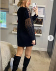Gold sequin embellished front and sleeves design jumper in black