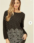 Dot and Sweetheart Printed Jumper Top (BLACK)