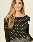 Dot and Sweetheart Printed Jumper Top (BLACK)