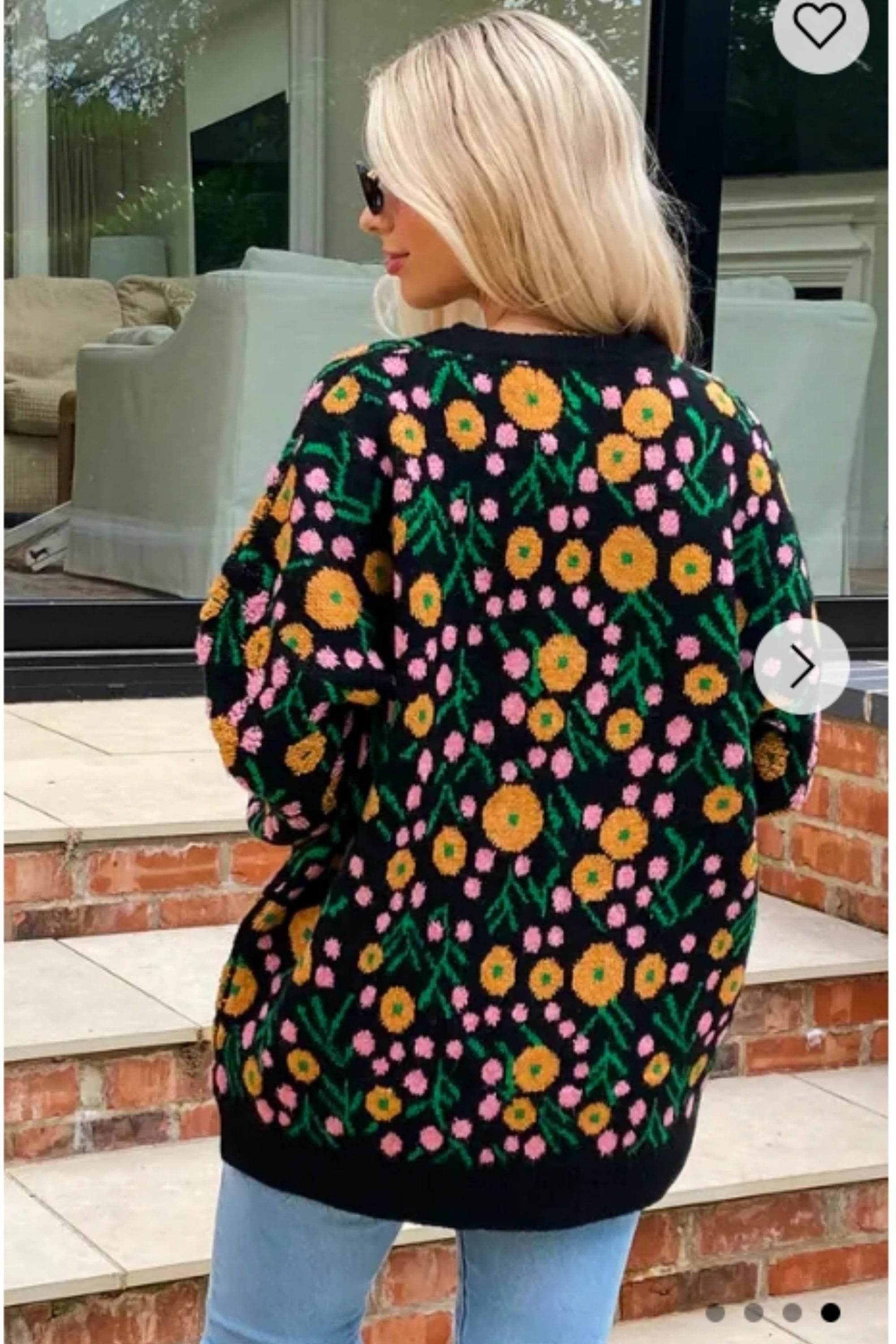 Orange Multi floral-jacquard wool blend oversized jumper