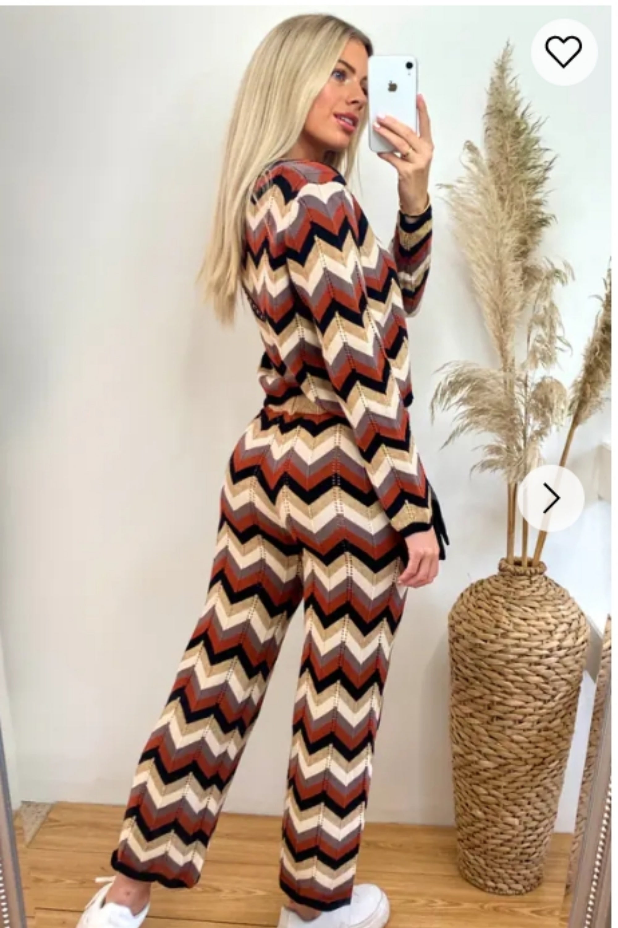 Zig Zag Print crop top and trousers tracksuits