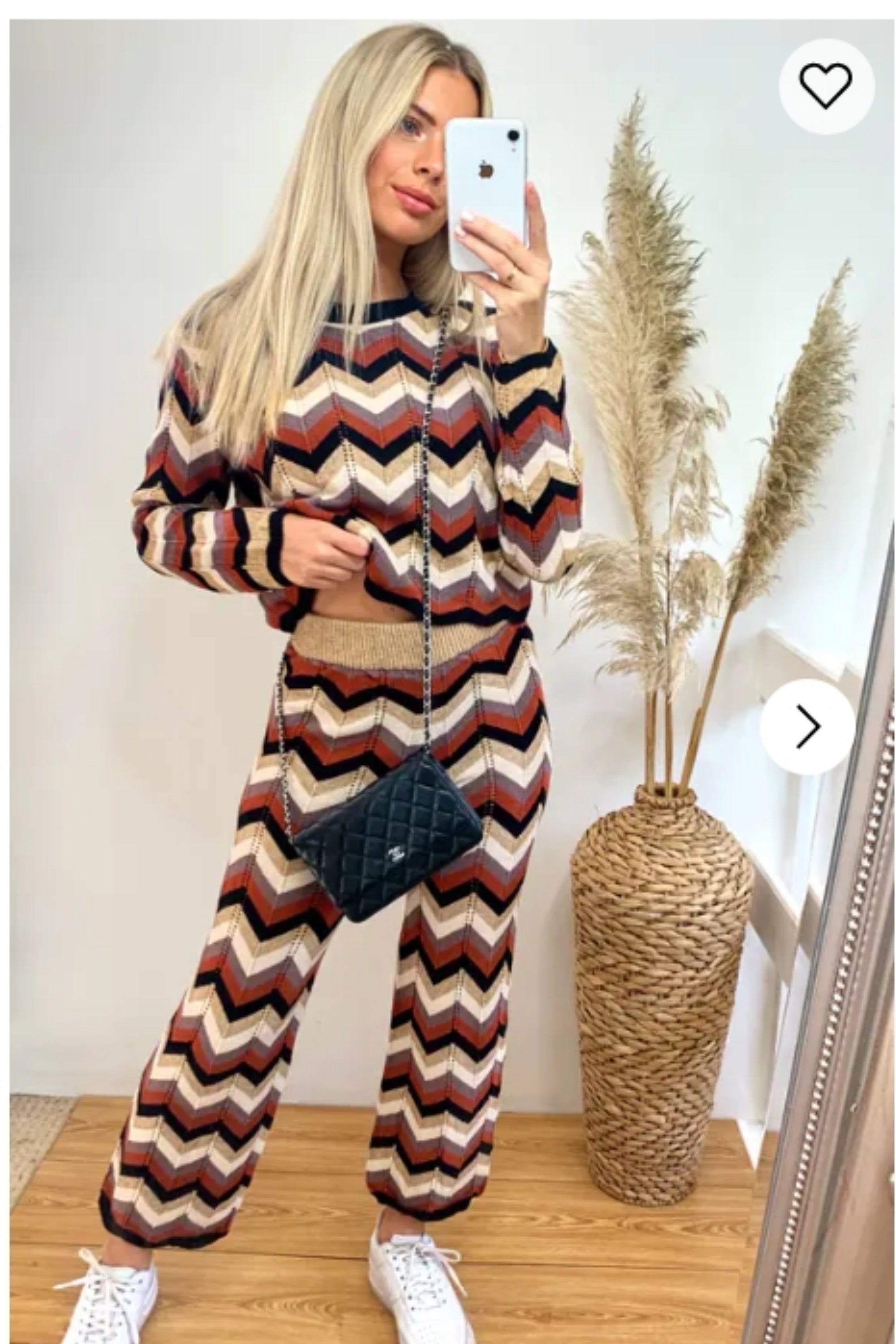 Zig Zag Print crop top and trousers tracksuits