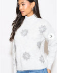 Metallic and Peals embellished snowflake pattern Soft knit Jumper in grey