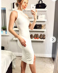 Front Open bodycon knit dress in White