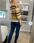 Striped Aztec Design Print yellow Knitted jumper