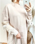 Fringed and sequin embellished sleeves Jumper
